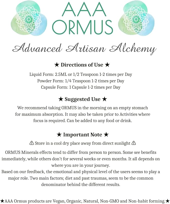 ORMUS Gold - 40 Vegan Capsules - Monatomic Gold with Colloidal Gold - The Philosophers Stone - AAA Ormus