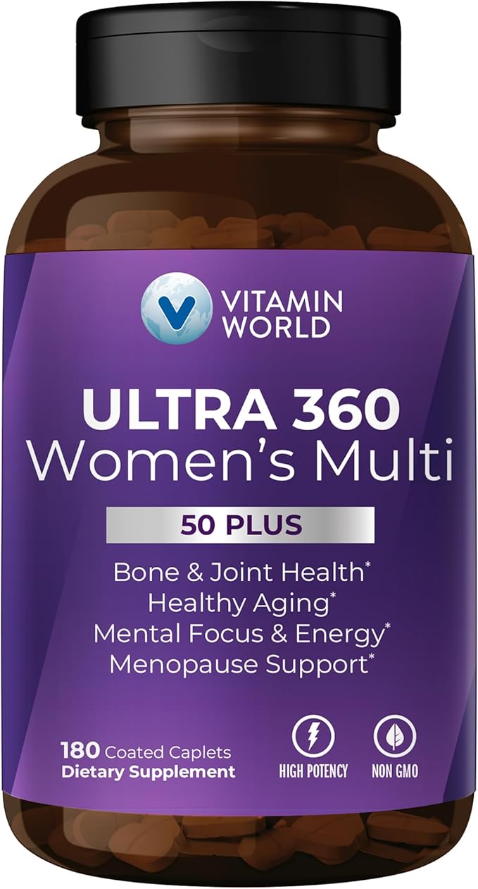 Vitamin World Ultra 360 Multivitamin for Women 50 Plus Women's 50+ Multivitamin with Minerals &amp Herbs for Menopause Support Supplement with Vitamin B D E &amp Zinc for Healthy Aging 180 Capl