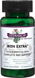 Vitanica Iron Extra Iron Supplement Enhanced Absorption with Vitamin C 500mg Methylfolate 400mcg B12 Vitamin 500mcg Calcium Yellow Dock Dandelion Root &amp Nettle Leaf Extract Vegan 60 Capsul