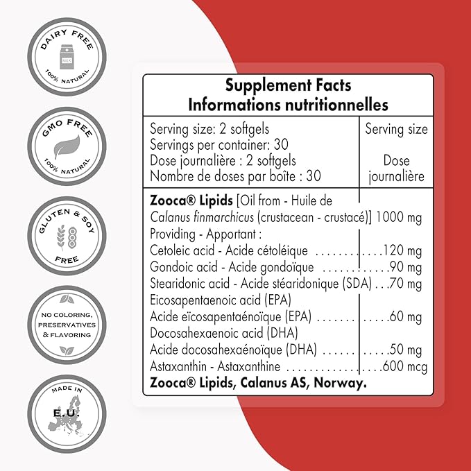 Supersmart - Arctic Plankton Oil 1000mg per Day (Patented) - Greater Nutrition Than Fish &amp Krill Oil Supplement - with Omega-3 Fatty Acids EPA DHA &amp SDA | Non-GMO &amp Gluten Free - 60 Soft