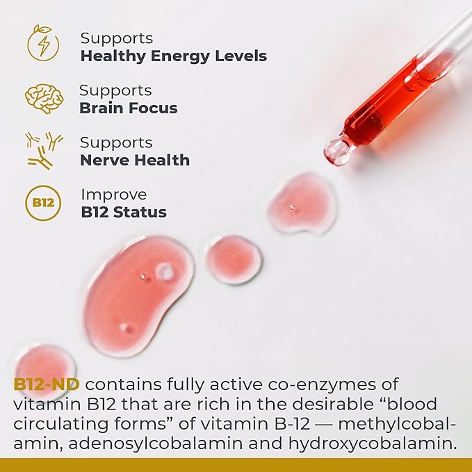Premier Research Labs B12-ND - Vitamin B12 Liquid B12 Vitamins B12 Drops B-12 Tincture with Methylcobalamin Adenosylocobalamin Hydroxcobalamin 1000 mcg B12 Per Serving - 2 Fl Oz