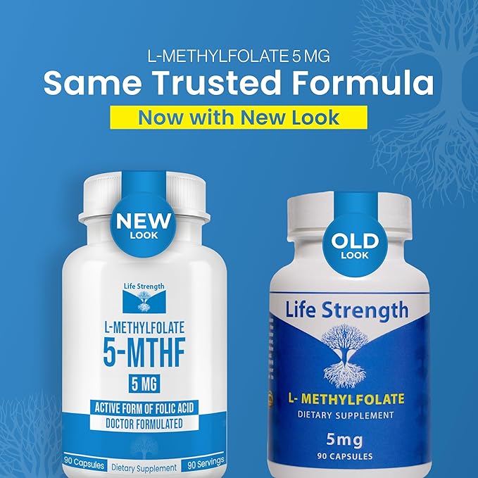 L Methylfolate 5mg | 90 Capsules | Optimized &amp Highly Bioactive Methyl Folate Supplement | 5-MTHF Supports for Energy Focus &amp Mood | Non-GMO Gluten Free Vegan | 3 Month Supply