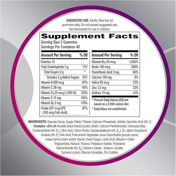 MultiGummies Women’s Multivitamin 50 Plus 80 Count Multivitamin &amp Multimineral Supplement with Vitamin D B Vitamins &amp Antioxidants Supports Energy Bone Immune Hair Skin &amp Nails Heal