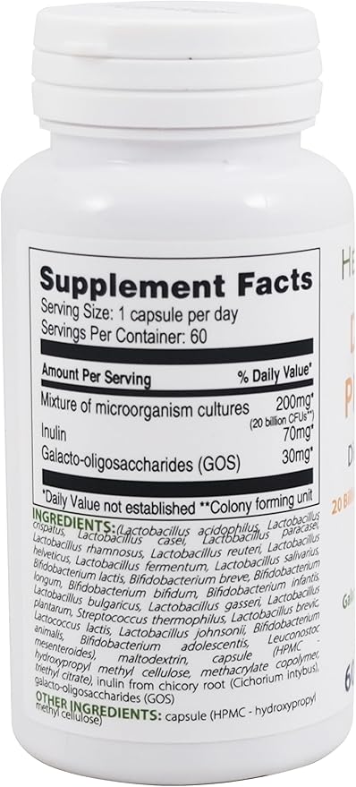 Heiltropfen Digestive Probiotic + Prebiotic | 24 Strains | 20 Billion CFU | 60 Capsules | Active Gut | Inulin and GOS | Dietary Supplement | Third-Party Tested