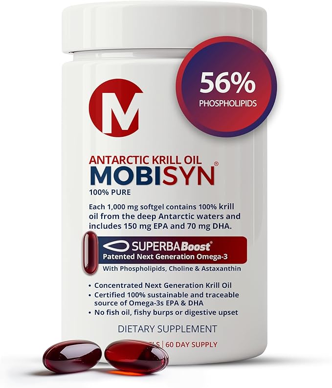 100% Pure Organic Antarctic Krill Oil 1000mg 60-Days Omega 3 Highest Concentration 56% Phospholipids EPA Choline Astaxanthin Wild Caught Sustainable Supports Heart Brain No Fish Oil