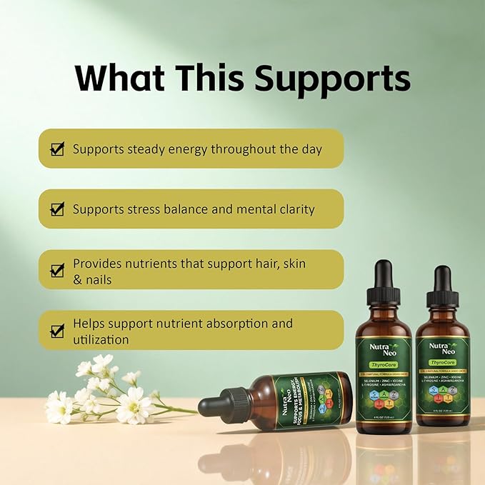 ThyroCore Thyroid Support Drops – Supports Natural Energy Metabolic Balance Stress Support &amp Mental Clarity – Liquid Supplement with Vitamins Minerals &amp Botanical Extracts – 60 ML (1pc)