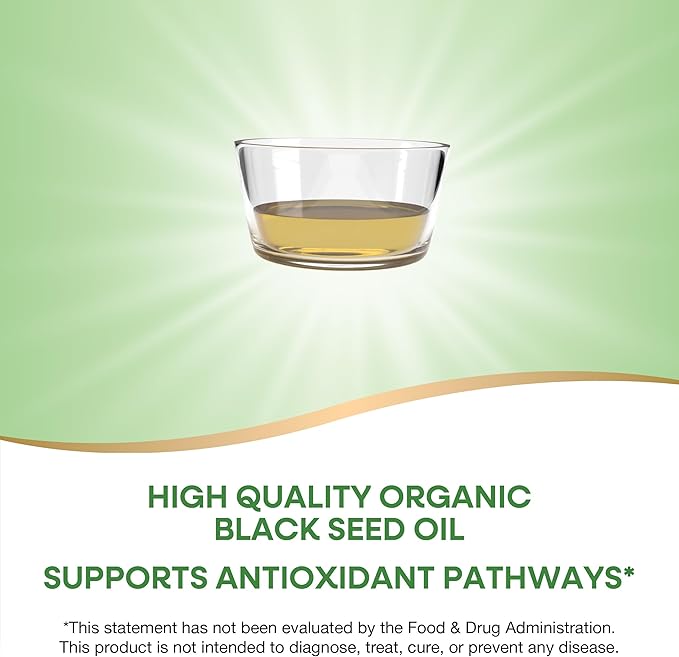 Nature's Way Organic Black Seed Oil Supports Antioxidants Pathways* Cold-Pressed Vegan Gluten Free 8 fl oz (Packaging May Vary)