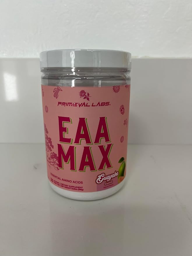 Primeval Labs EAA Max Energy | Pre or Post Workout Muscle Recovery | BCAAs EAAs Electrolytes | Supports Hydration &amp Performance | Keto Friendly | 30 Servings (Guayaba)