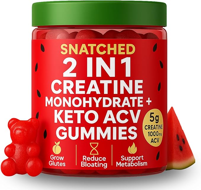 2-in-1 Creatine Monohydrate + Keto ACV Gummy - Natural Glp-1 Support - Waist Slimmer/Booty Builder