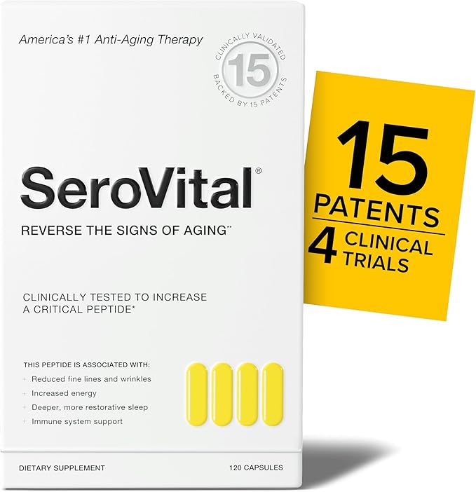 Serovital Renewal Complex - Anti Aging Supplements - Amino Acids - Peptides - Improved Energy and Immunity Better Deeper Sleep 30-Day Supply
