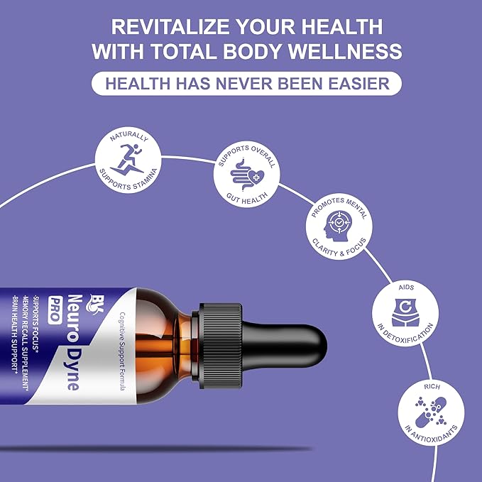 BLUE VIBE NeuroDyne Drops Neuro Dyne Advanced Strength Overall Health &amp Wellness Support Supplement NeuroDyne Premium All Natural Daily Health and Overall Energy Formula (3 Pack - 6oz / 180ml)