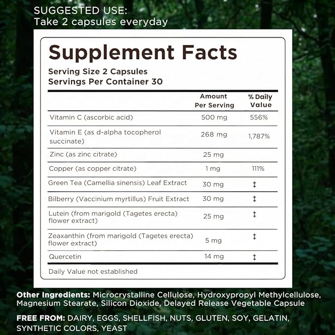 Macutene Protect Eye Vitamins for Macular Support Areds 2 with Lutein and Zeaxanthin Supplements (25mg/5mg) – Doctor Formulated Bilberry Supplement for Eyes Lab Tested Vegan (60 Capsules)