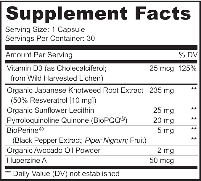 PQQ MITORESTORE Brain Supplements for Memory and Focus - Mitochondria Supplement with BioPQQ 20mg - Purest Form NOT Chemically Synthesized Cognitive and Heart Support - 30 Vegan Capsules Non GMO