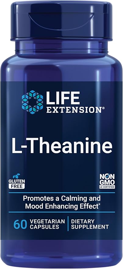 Life Extension L-Theanine Calming Amino Acid 60 Capsules &amp N-Acetyl-L-Cysteine Immune &amp Liver Health Antioxidant 600mg 60 Capsules