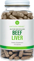 Antler Farms - 100% Pure New Zealand Beef Liver 180 Capsules 500mg - Grass Fed Cold Processed Supplement Pure and Clean rBGH Free No Fillers or Additives