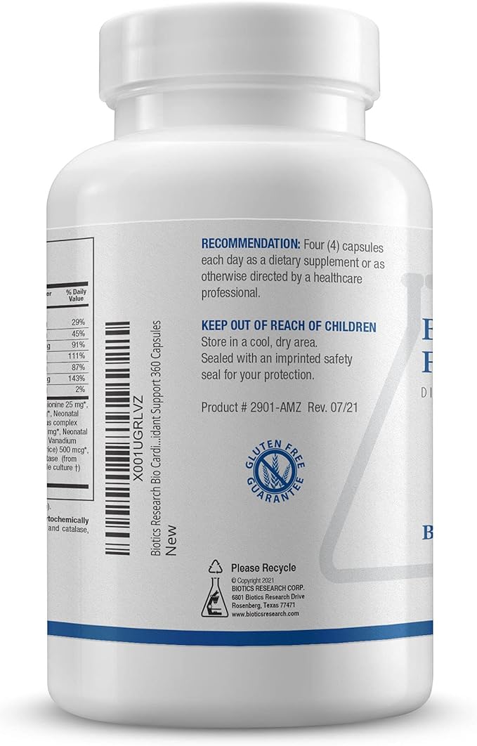 Biotics Research Bio Cardiozyme Forte Healthy Heart Multivitamin Broad Spectrum Formulation Designed to Support Cardiovascular Health and Function Powerful antioxidant Support 360 Capsules
