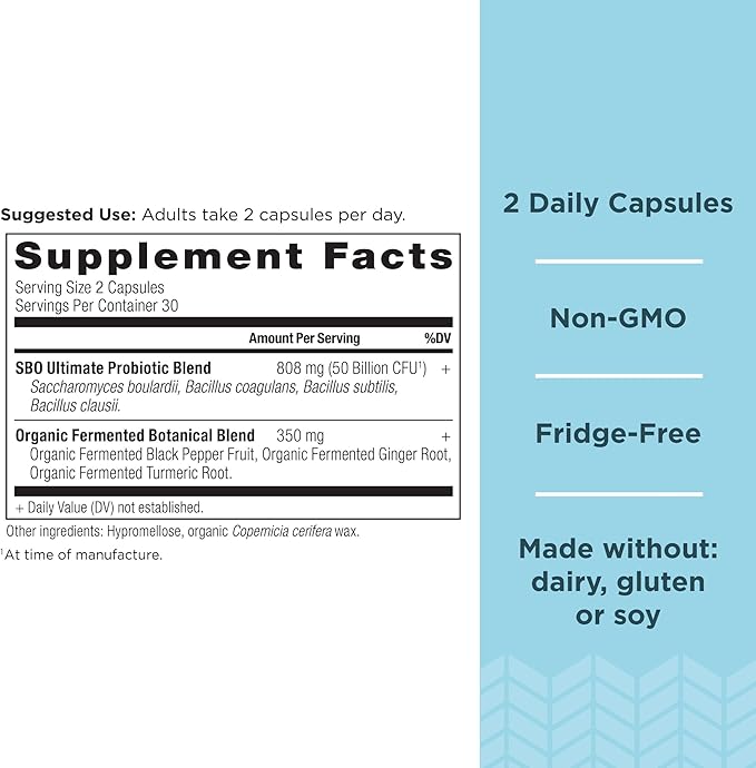 Ancient Nutrition SBO Probiotics Capsules Ultimate 60 Count + Digestive Enzymes Capsules 90 Count
