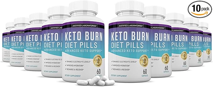 (10 Pack) Keto Burn Diet Pills 1275MG New &amp Improved Formula Contains Apple Cider Vinegar Extra Virgin Olive Oil Powder Green Tea Leaf 600 Capsules
