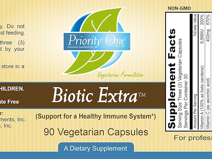 Priority One Vitamins Biotic Extra 90 Vegetarian Capsules - Immune System Support.*