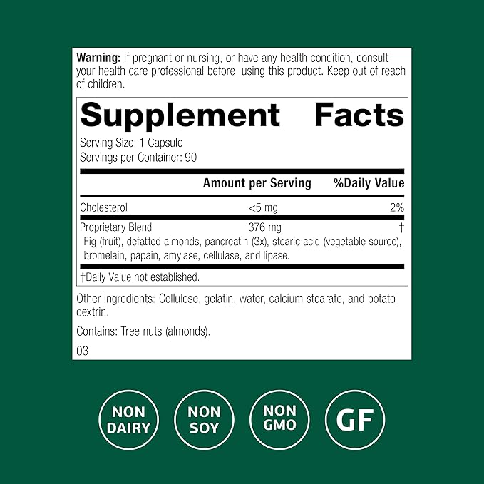 Standard Process Multizyme - Pancreatic Enzyme Supplement to Support the Breakdown of Proteins Carbohydrates &amp Fats - Digestive Support - Gluten-Free Non-Dairy &amp Non-Soy - 90 Capsules (90 Se