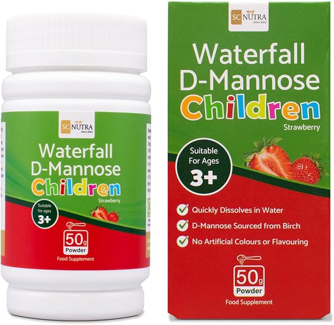 sc nutra Waterfall D-Mannose Children Strawberry - Kids D-Mannose Naturally sourced from Birch (Sweet Cures)