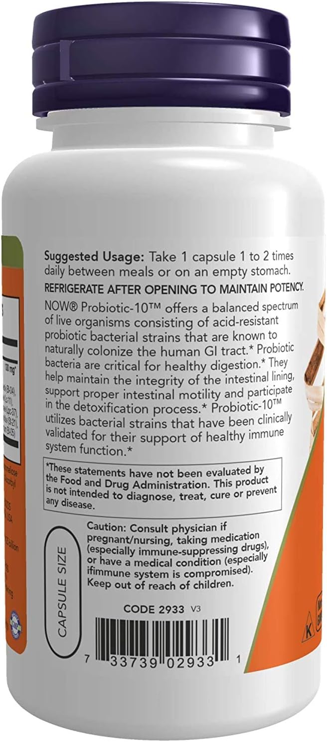 NOW Foods Probiotic-10 25 Billion 100 Count (Pack of 3)