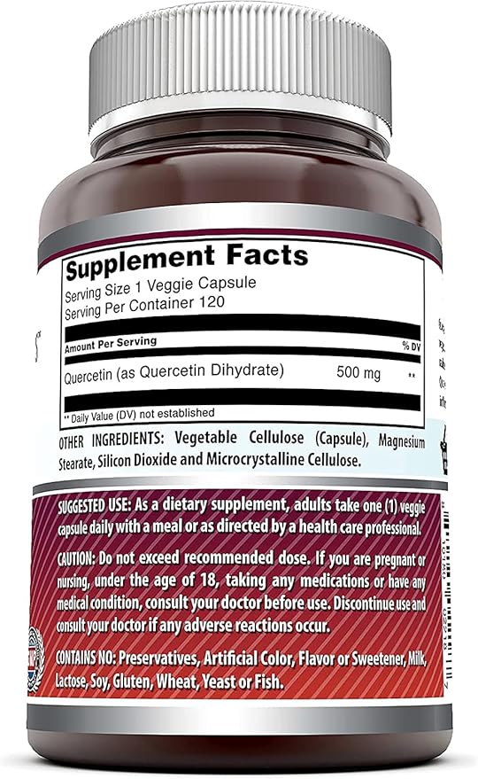 Amazing Formulas Quercetin 500mg Veggie Capsules Supplement | Non-GMO | Gluten Free | Supports Overall Health &amp Well Being (120 Count | 3 Pack)