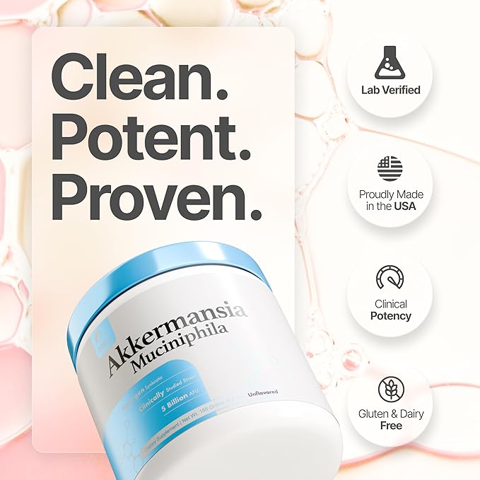 Akkermansia Powder | 5 Billion AFU per Scoop 93 Servings | Akkermansia Muciniphila with Prebiotic Fiber | Gut Health Microbiome &amp Metabolic Support Unflavored (93 Servings)