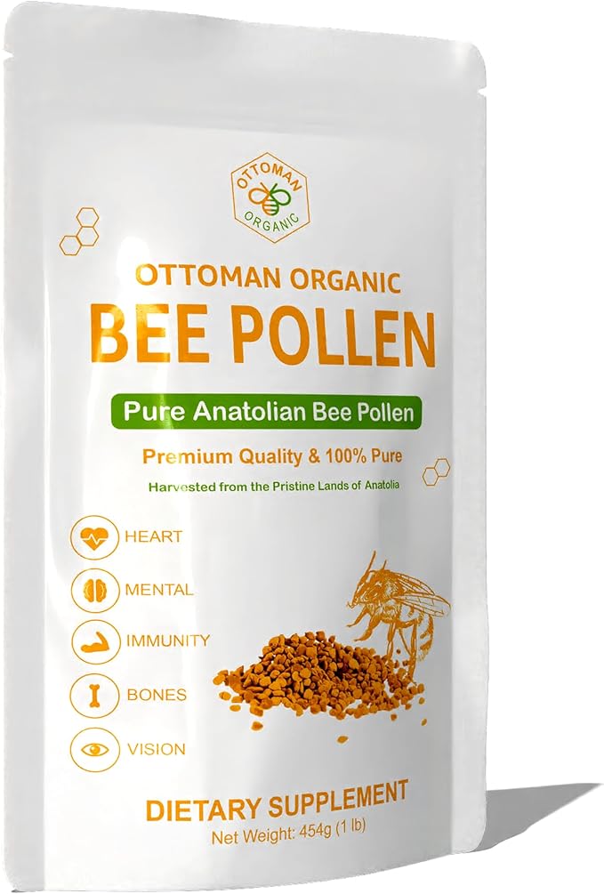 Bee Pollen – USDA &amp EU Organic Certified Halal ISO 22000 &amp GMP | 100% Pure Superfood Rich in Vitamins &amp Minerals | Non-GMO Additive-Free (1 Pound (Pack of 1))