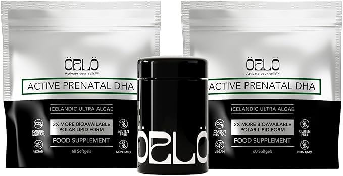 ORLO Prenatal DHA Supplement 1000mg - Mercury &amp Heavy Metals Free Algae Oil - Icelandic Nordic Omega-3 Mom &amp Baby Brain Development No Fishy Aftertaste 120 Vegan Easy-to-Swallow Mini Softge