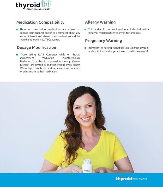 T2 T3 Conversion Booster - Thyroid Hormone Support for Hypothyroidism &amp Hashimoto's - Boost Metabolism &amp Energy - Reduce Reverse T3-60 Caps