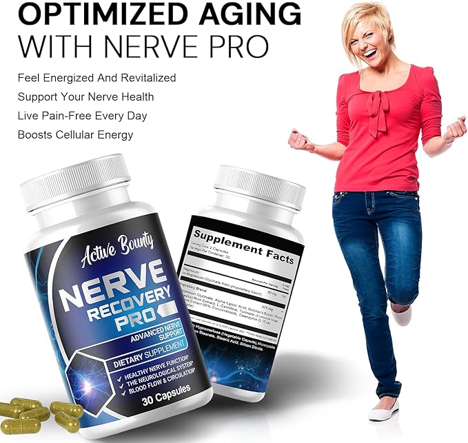 Nerve Recovery Pro – Nerve Support Supplement with Alpha Lipoic Acid Turmeric &amp Acetyl-L-Carnitine – Supports Healthy Nerve Function Circulation &amp Blood Flow – 30 Capsules - 1 Pack
