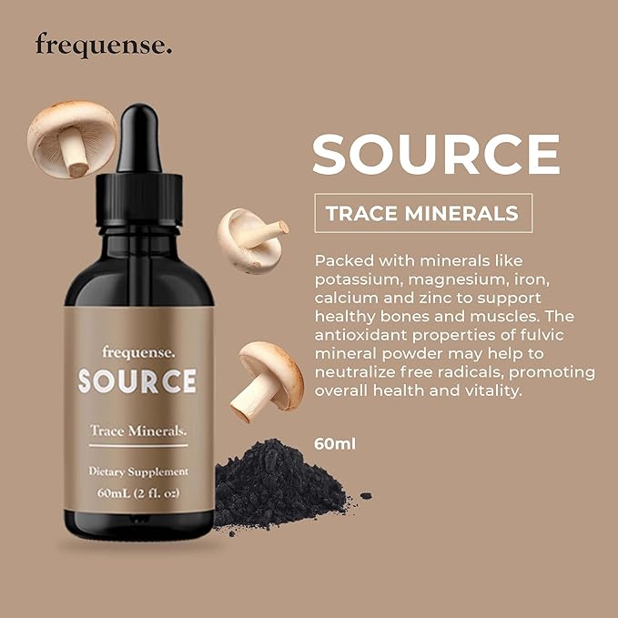 FREQUENSE - Source Trace Minerals - Fulvic Mineral Powder for Bone Health Nutrient Absorption Skin Support Gut Health &amp Electrolytes - 60 ml