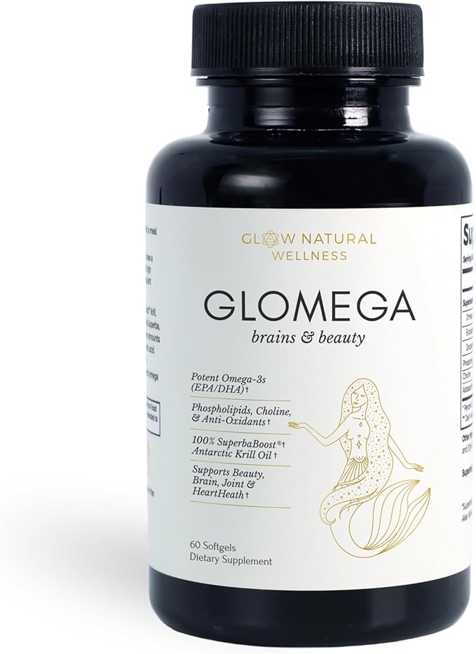 Glow Natural Wellness GLOMEGA - Antarctic Krill Oil Omega-3 Supplement for Women Omega 3 Fatty Acids EPA &amp DHA 1000mg - 60 Softgels