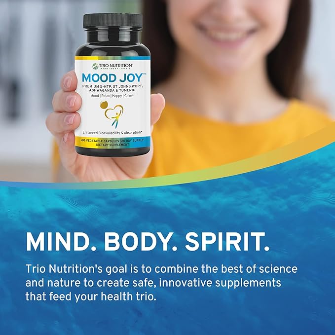 Trio Mood Joy | Premium 5-HTP St Johns Wort Ashwagandha &amp Turmeric | Ashwagandha Capsules to Promote Natural Calm &amp Relaxed Mood | Mood Support Supplement | 60 Day Supply*