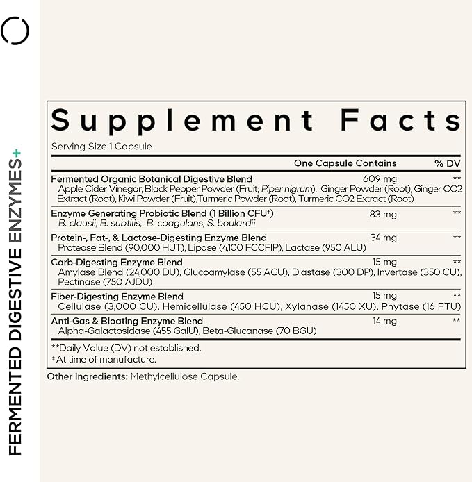 Codeage Fermented Digestive Enzymes Supplement 3-Month Supply - 14 Digestive Enzymes Probiotics Prebiotics Fermented Botanicals Plant-Based Multi Pancreatic Enzymes - 1 Capsule a Day - 2-Pack