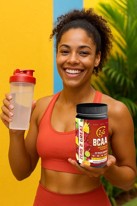 Z2G BCAA Powder – Summer Punch Splash | Gut Health + Total Performance &amp Muscle Recovery with 5g BCAAs 2g L-Glutamine 1g Immunity Electrolytes | Easy to Mix | Sugar-Free Gluten-Free Dairy-Free