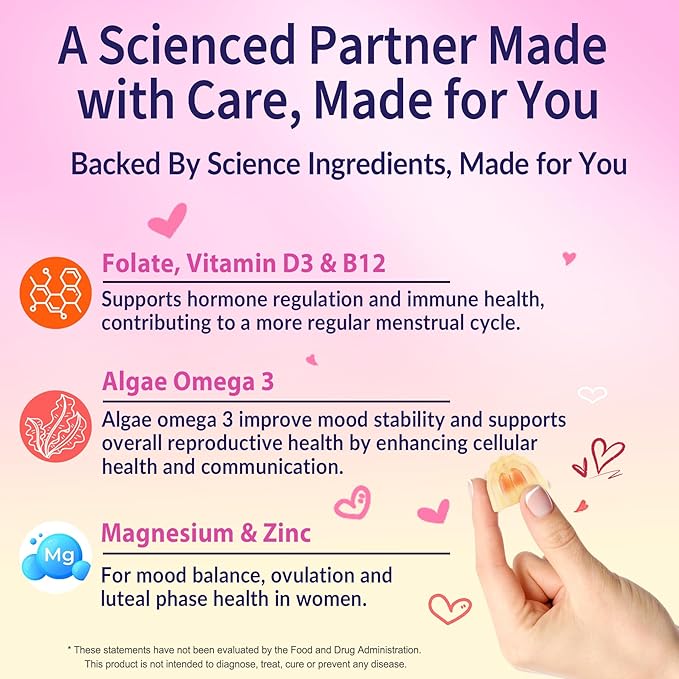 2 Pack Myo-Inositol &amp D-Chiro Inositol Hormone Balance for Women | Sugar Free Inositol Gummies w/ Omega 3 MTHF Folate Vitamin D3 B12 Magnesium &amp Zinc for Ovarian Health Ideal 40:1 Ratio