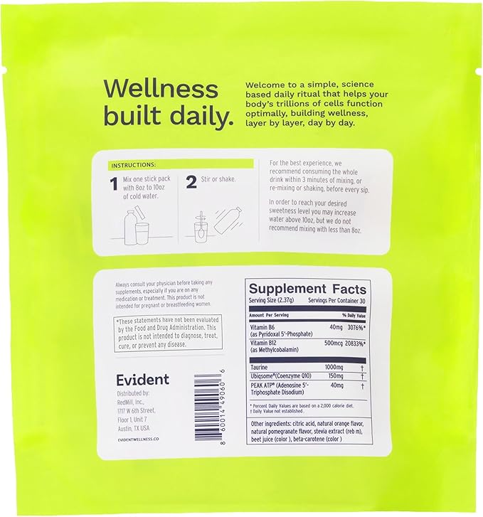 Ageless Energy Powder – CoQ10 Supplement w/Taurine Vitamins B6 &amp B12 &amp ATP – Helps Improve Energy &amp Heart Function Reduce Muscle Fatigue – 2 Pack 30 Sticks Each