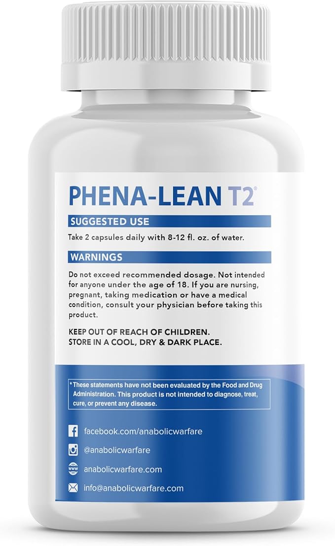 Anabolic Warfare Phena-Lean™ T2 Premier Supplement from Thermogenic Body Composition Supplement – Non-Stimulant – 60 Capsules*