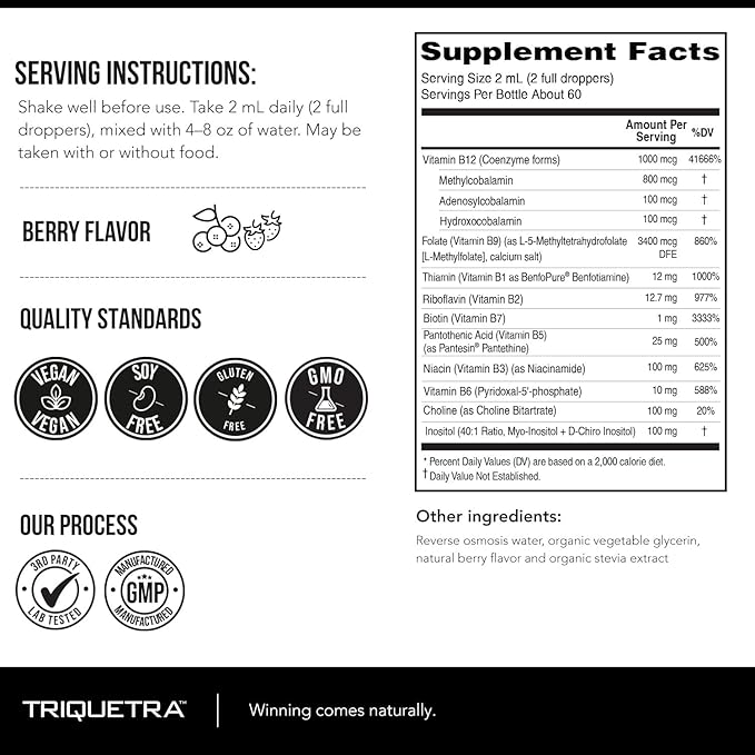 BioActive Vitamin B Complex - Blood Stream Ready Methylated B Complex - Featuring Methylfolate 3 BioActive Forms of B12 BenfoPure® B1 &amp Pantesin® B5 - 12 B Vitamins in Clinical Doses - Liquid 4