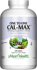 Maxi Health 500 mg Calcium Supplement with Vitamin D3 (1000 IU) and Magnesium (500 mg) - Bone Teeth and Joint Support for Men and Women - 240 Tablets