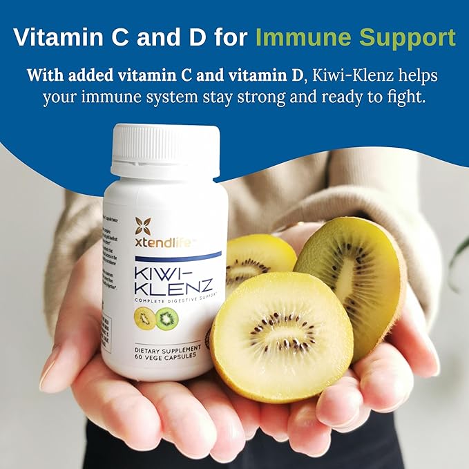 Xtendlife Kiwi-Klenz Digestive and Gut Support Supplement for Bloating Gas and Indigestion - Natural Prebiotic with Health Enzymes - 30 Day Supply