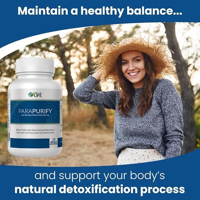 Well of Life ParaPurify 120 Mimosa Pudica Black Walnut Supplement – Digestive Health Support &amp Herbal Cleanse Formula | Supports Gut Health &amp Internal Clarity | Organic Non-GMO Vegan Capsules