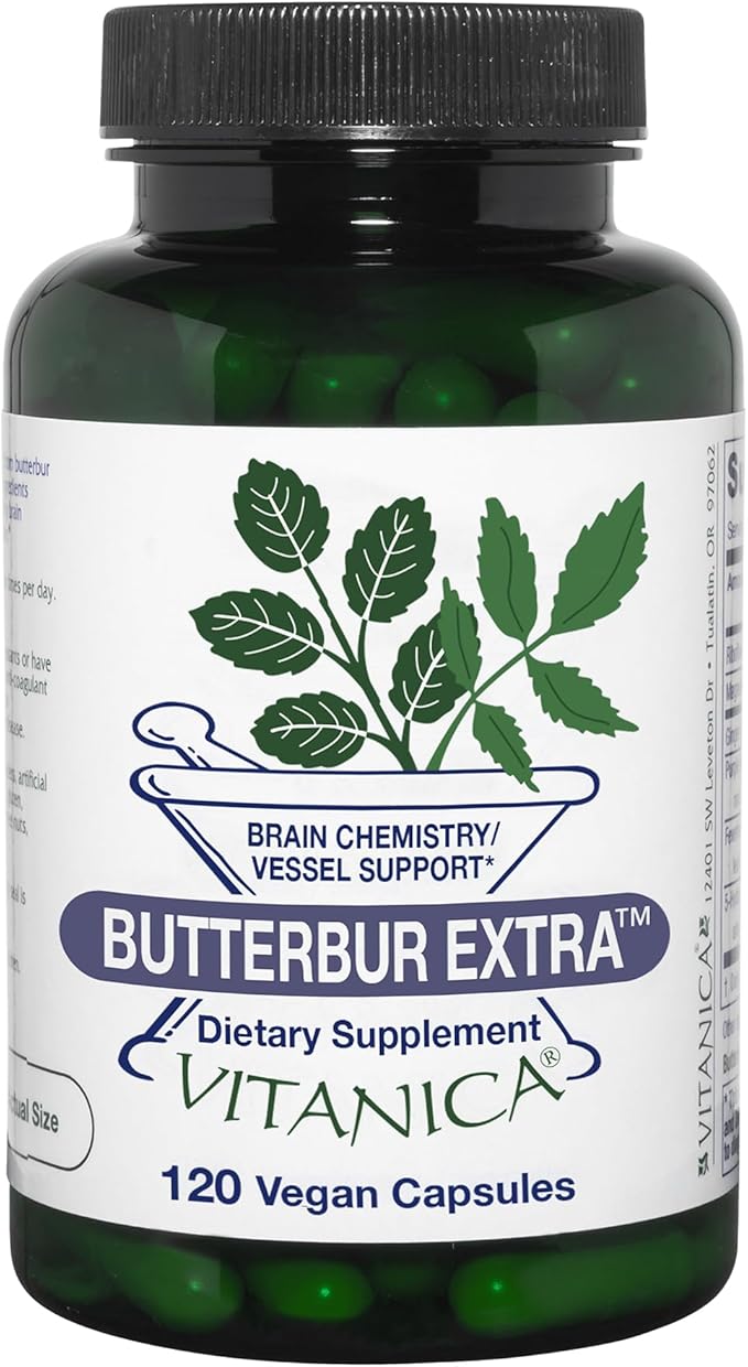 Vitanica Butterbur Extra Brain Chemistry and Vessel Support Vegan 120 Capsules