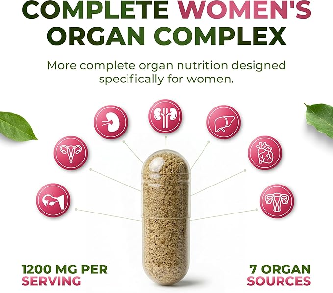 ForestLeaf Beef Organ Supplement for Women - Zero Fillers Grass Fed Beef Organs Complex - 1200mg per Serving - Support Women's Energy &amp Overall Health - 120 Capsules