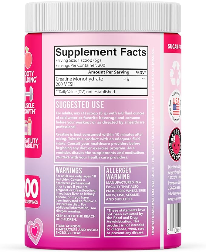 Women’s Creatine Monohydrate Glute Powder Drink Mix - 100% Pure Creatina Micronized 5g per Serving – Energy &amp Recovery Support – Keto &amp Vegan Friendly Unflavored (1 Kilo 200 Servings)