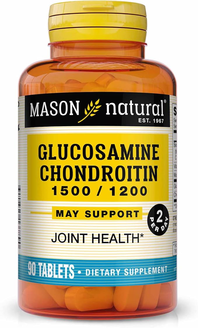 MASON NATURAL Glucosamine Chondroitin 1500/1200 2 Per Day with Vitamin C - Supports Joint Health Improved Flexibility and Mobility* 90 Capsules