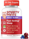 SmartyPants Adult Sleep Gummies with Melatonin: Magnesium &amp L-Theanine Drug-Free Non-Habit Forming Sleep Aid Fast-Acting Blueberry BlackBerry Flavor 60 Count