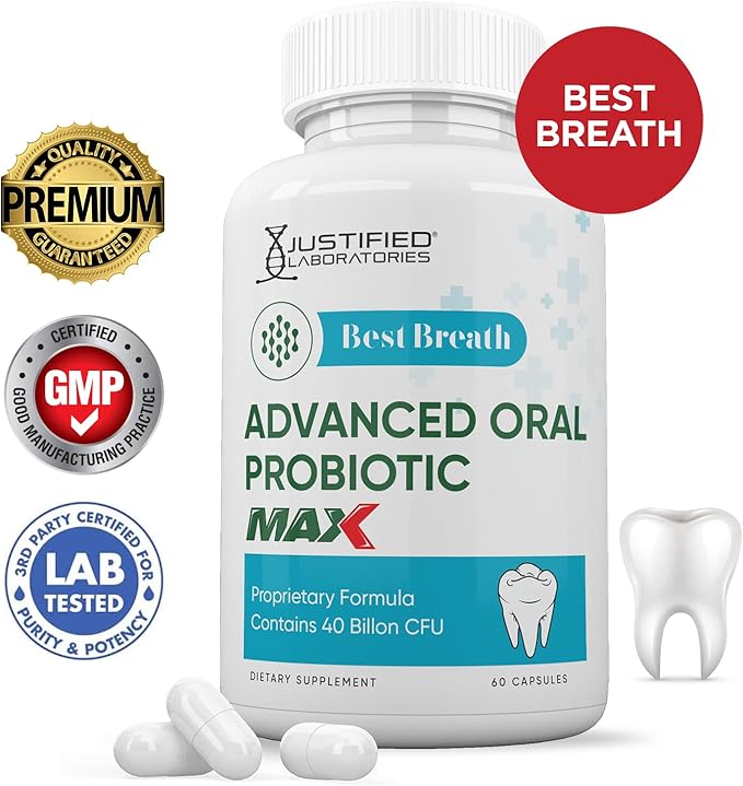 Justified Laboratories (10 Pack) Best Breath Max 40 Billion CFU Probiotic Oral Support 600 Capsules